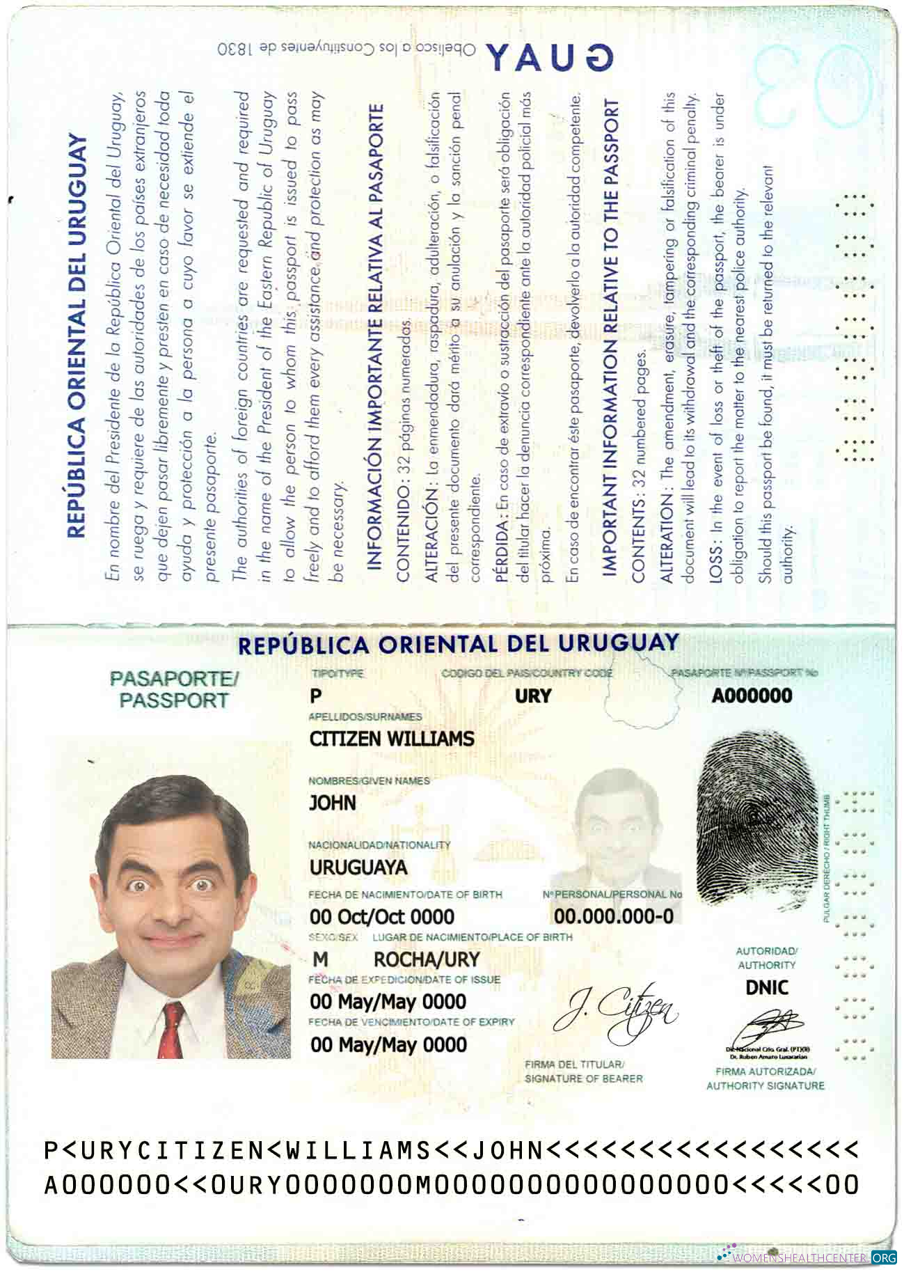 Download Uruguay passport Photoshop template